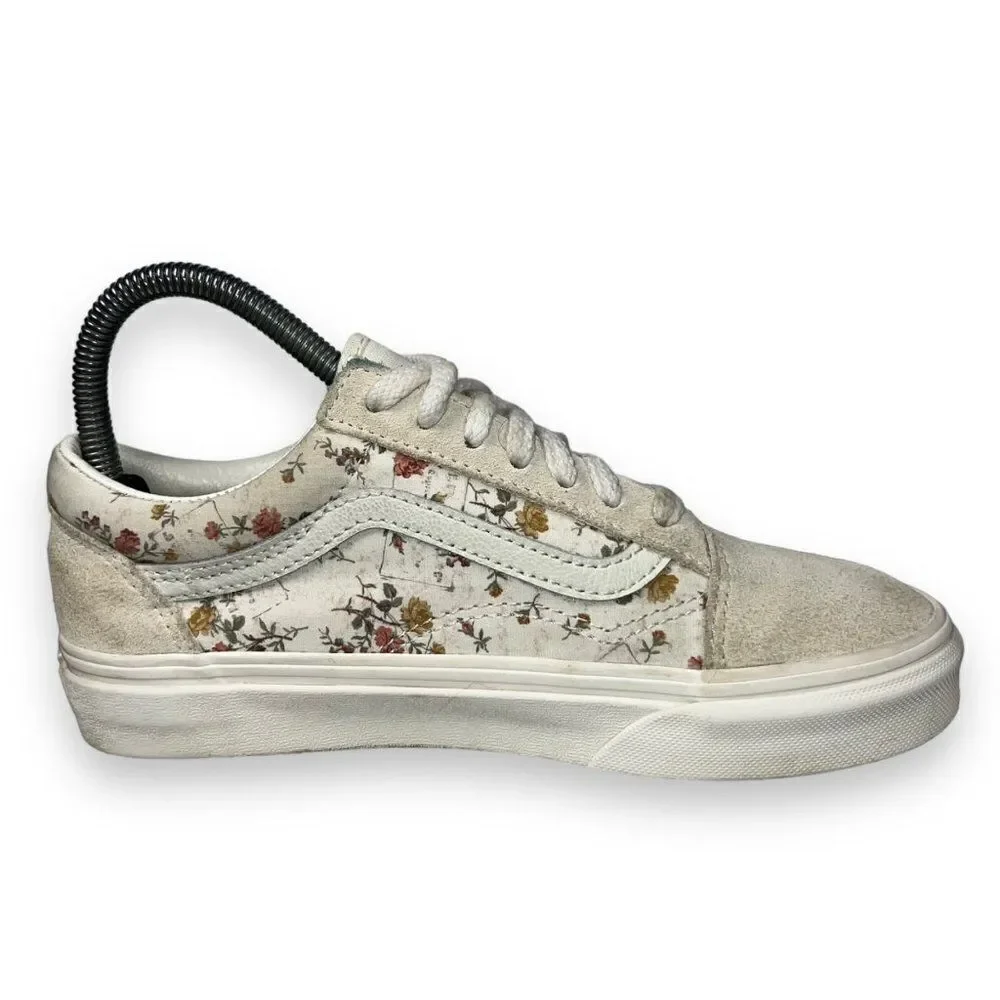 Vans Old Skool Vintage Floral Skate Shoes‎ Cream / Multicolor Women's 6